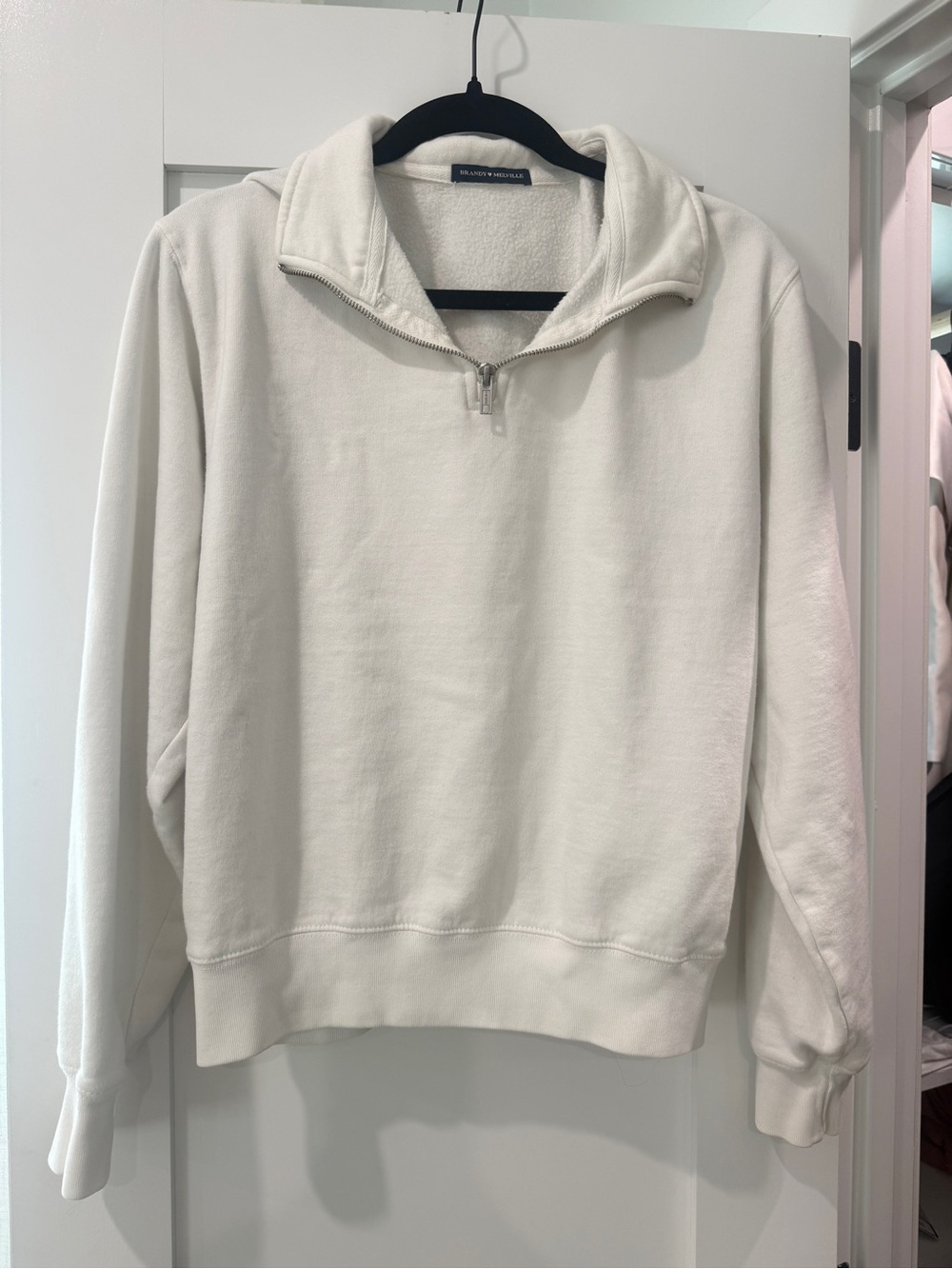 Brandy Melville Quarter-Zip Pullover Sweater - Cream